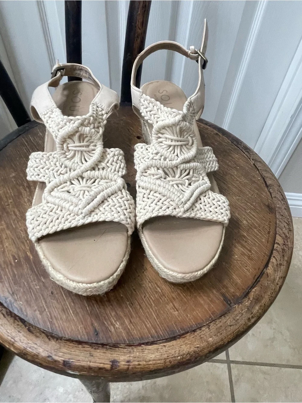 Oasis Cream Macramé Espadrille Platform Sandals